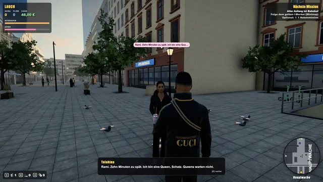 Screenshot: Rami trifft Talahina in der Fußgängerzone an der Hauptwache.